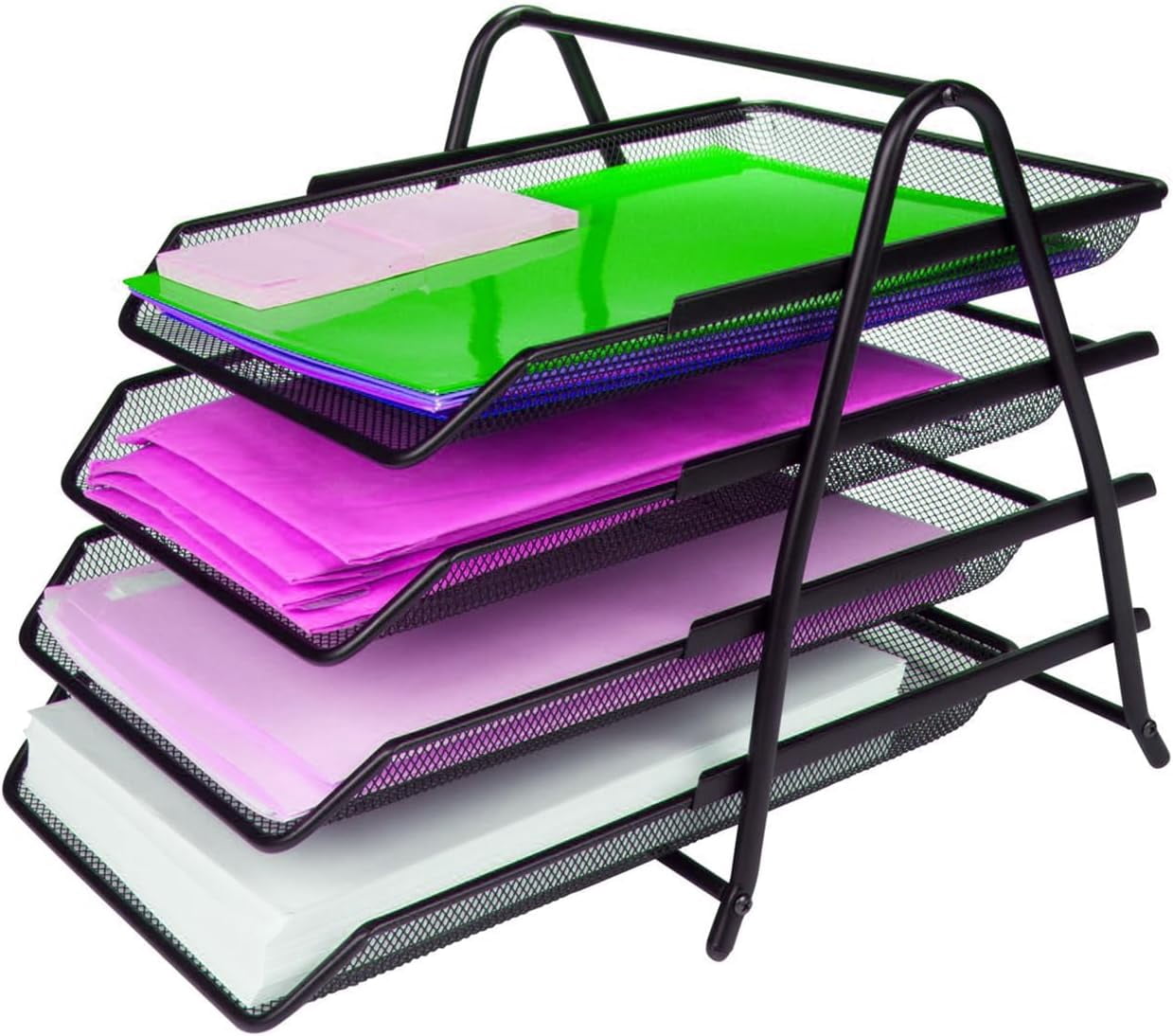 Desk Organizer，Paper Tray Organizer for Desk，4-Letter Tray Office Desk Paper Organizer, Desk Accessories & Workspace Organizers,Black