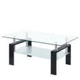 thumbnail image 4 of Smilegend Modern Tempered Clear Glass Coffee Table with Geometric Design, 2-Layers Living Room Center Table, Durable and Easy Assembly Glass Top, 4 of 5