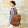 thumbnail image 7 of Leather Backpack for Women 15.6 inch Laptop Backpack Purse Casual Business Travel Computer Shoulder Bags with Trolley Sleeve Brown, 7 of 7