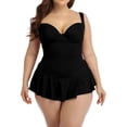 thumbnail image 1 of Aayomet Maillot de Bain Imprimé à Pois de Style Jupe (Noir, XXXXL), 1 of 4