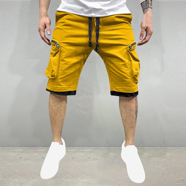 pstuiky Pantalones cortos de entrenamiento para hombre, Pantalones cortos de trabajo rectos y holgados con múltiples bolsillos de moda de verano para hombre Pantalones cortos deportivos para hombre