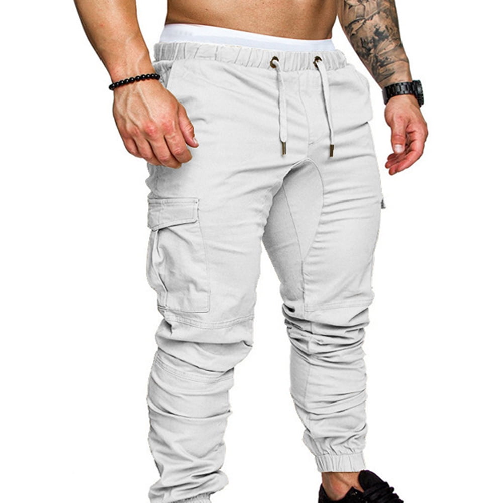 Sweatpants for Men Regular Fit Pocket Solid Mens Sweatpants Hip Hop Drawstring Sweatpants Jogging Cool Cargo Pants 