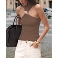 thumbnail image 6 of Women Halter Neck Pleated Twist Front Tank Tops Trendy Slim Fit Sleeveless Hollow Out Halter Top Clubwear Brown M, 6 of 9