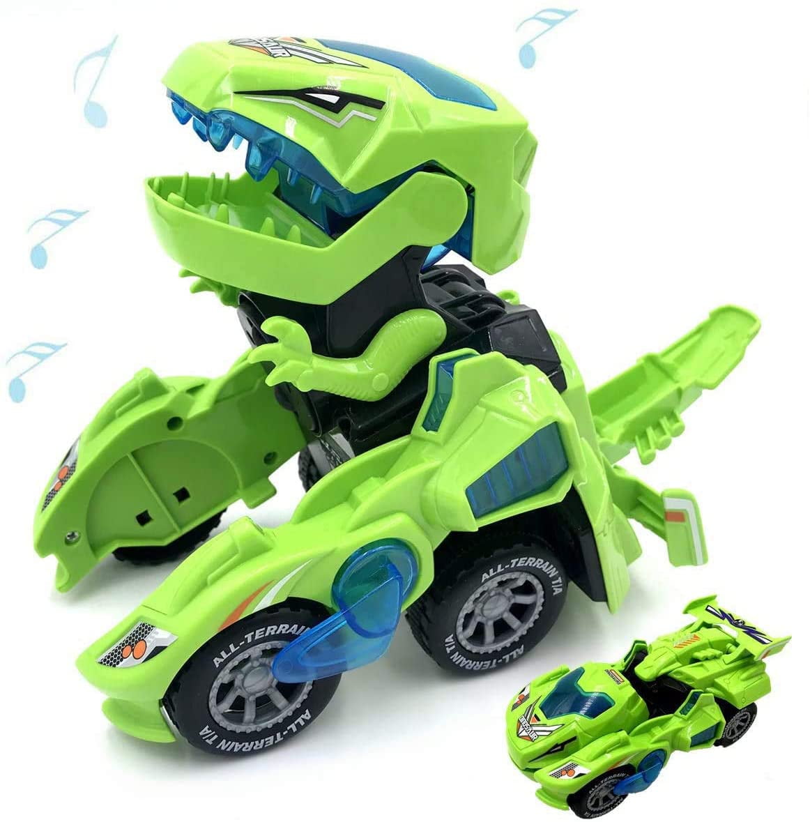 Random, 1 Olleasily Kids Dinosaur Car Toys Transforming Dinosaur LED Car with Light Sound Kids Toy Gift for 2-8 Year Old Boys Girls Toddlers Kids Christmas Birthday Gifts 