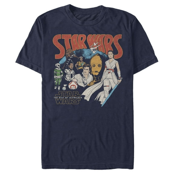 Men's Star Wars: The Rise of Skywalker Retro Collage  Graphic Tee Navy Blue Medium