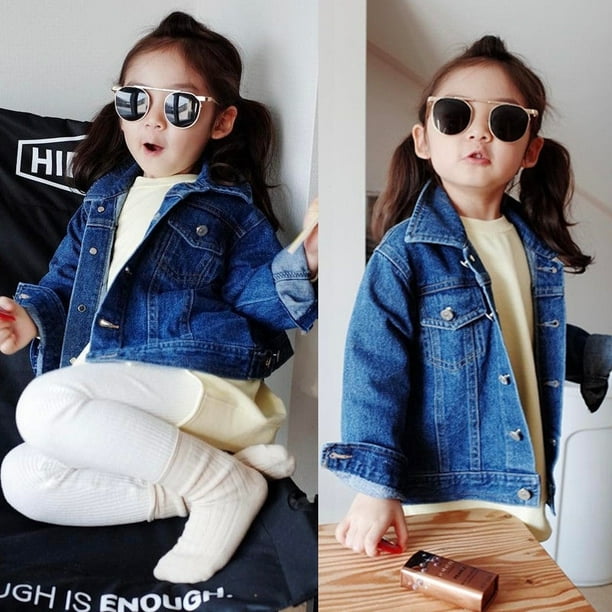 Enfants enfants Filles Jean Veste d Automne Bouton Manteau Vetements 1 6 Ans Walmart