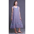 thumbnail image 5 of Bimba Light Blue5 Leaves Artistic Sleeveless Night Gown For Womens Cotton Printed Nightwear Ladies Sleepwear X-Small, 5 of 6