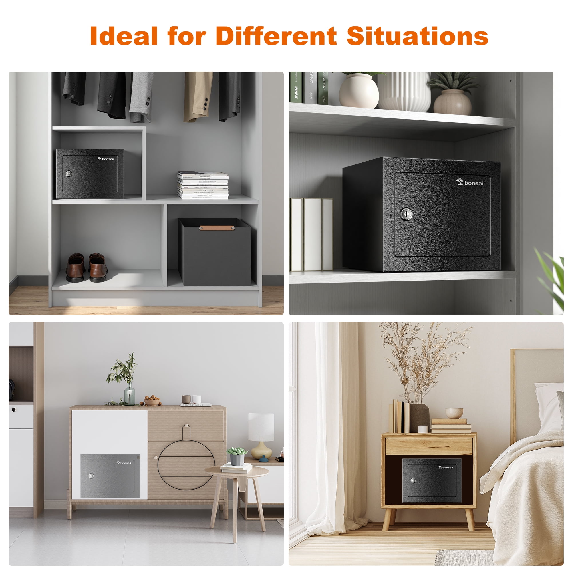 Bonsaii 0.22 Cubic Feet Safe Small Home Money Safe Box with Key Lock