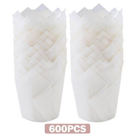 

600pcs Tulip Cupcake Liners Muffin Baking Cupcake Liners Holders Baking Cups Cupcake Wrapper for Party Wedding Birthday Christmas Cupcake Liners(White)