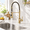 Brushed Gold-Traditional, variant on Pull-down Kitchen Faucet With Soap Dispenser