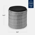 thumbnail image 2 of VibrantEcho Round Wicker Ottoman, Multipurpose Outdoor Furniture for Patio, Backyard, Additional Seating, Footrest, Side Table w/Storage, Removable Cushions – Gray/Black, 2 of 13