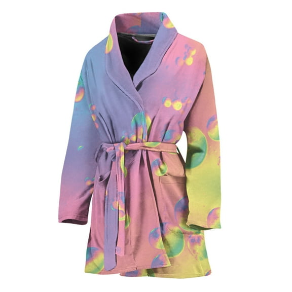 Pastel Acid Melt Women Bathrobe One Size Univeral Fits Fashion Lightweight Plush Fleece Long Robe For Women