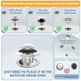 thumbnail image 3 of Universal 3 in 1 Bathtub Drain Stopper Bathtub Drain Hair Catcher, Pop-up Tub Stopper with Effective Filter Basket, Anti-Clogging Bathtub Drain Plug Bath Tub Stoppers for 1.45-1.8" Drain Shoe, 3 of 7