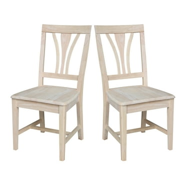 International Concepts Solid Wood Fanback Dining Chairs in Unfinshed ( Set of 2)