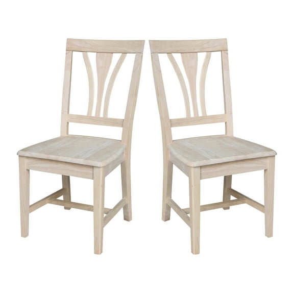 International Concepts Solid Wood Fanback Dining Chairs in Unfinshed ( Set of 2)