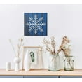 thumbnail image 3 of JEUXUS Vintage Snowflake Wall Art, Cute Christmas & Winter Artwork, Faded Wood Look, Blue & White, Premium Gallery Wrapped Canvas Decor, Ready to Hang, 16x16 inch, 3 of 4