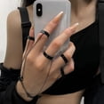 thumbnail image 3 of Visland Women Hand Chain Punk Style Five Rings Wrist Chain Ring Unisex Charm Hip Hop Chain Open Rings Set Couple Jewelry, 3 of 7