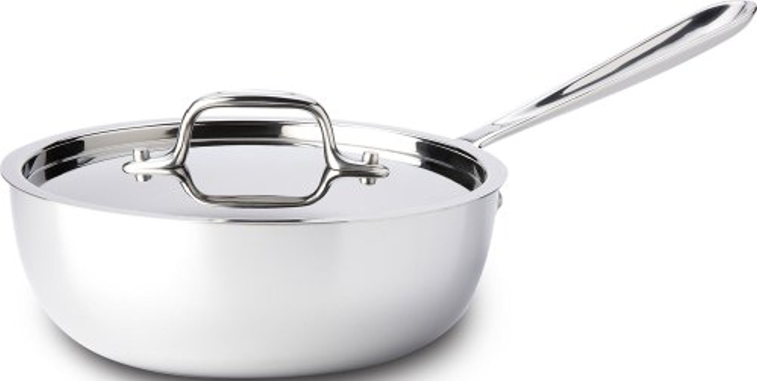 AllClad 4212 Stainless Steel TriPly Bonded Dishwasher Safe Saucier Pan with Lid / Cookware, 2