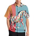 thumbnail image 5 of Camisas con estampado digital de animales y caballos para hombre, camisas hawaianas holgadas informales de manga corta para playa, blusas de gran tamaño para hombre, 5 of 5