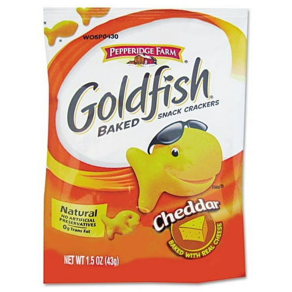 Goldfish Crackers, Cheddar, Single-Serve Snack, 1.5oz Bag, 72/carton | Bundle of 2 Cartons