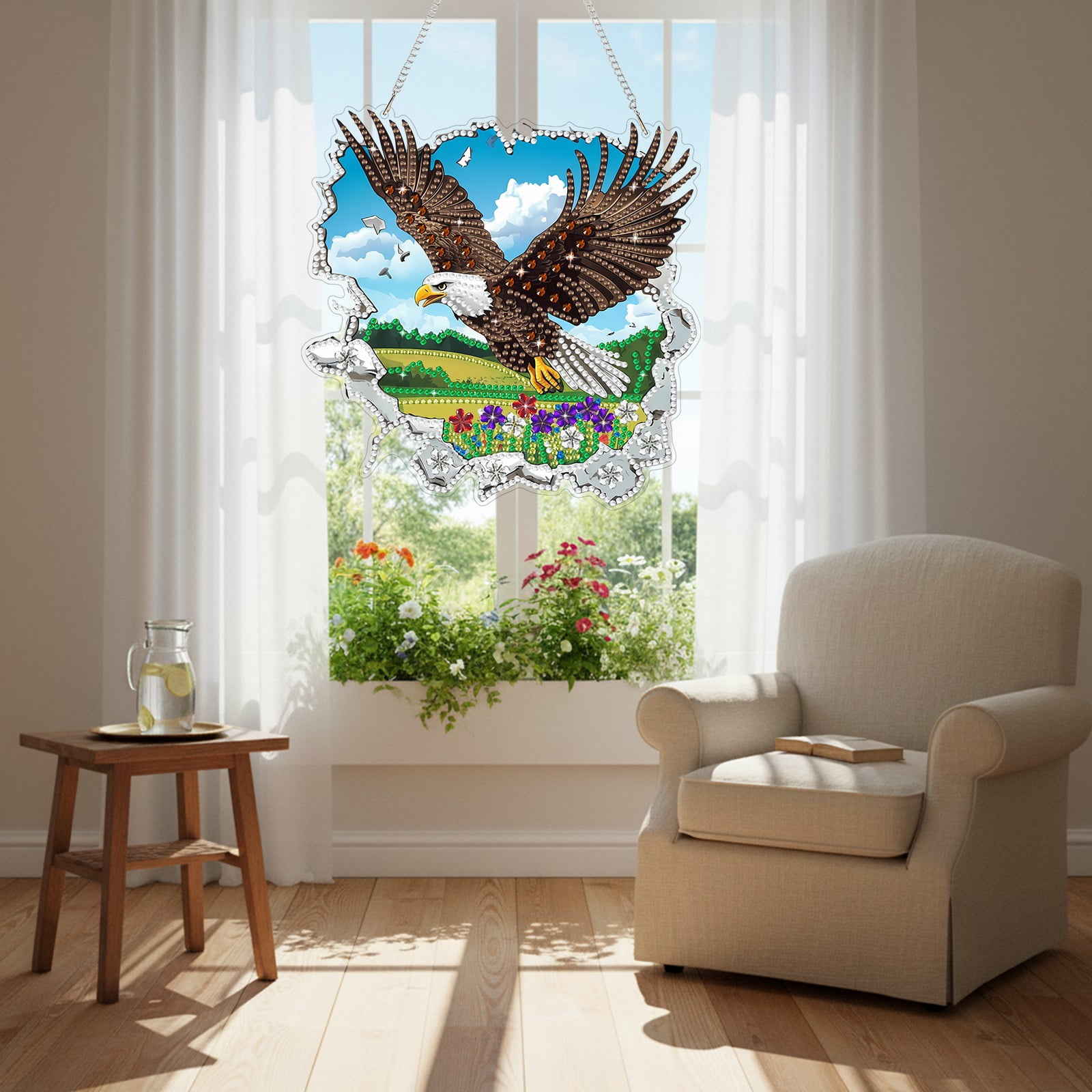 FLOPESN  DIY Diamond Art Kits,Spring Painting Eagle Style, 8.27*8.27in Diamond Painting Pendant, Creative Design Wall Decor