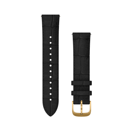 Garmin Quick Release Bands (20 mm), Black Embossed Italian Leather with 24K Gold PVD Hardware