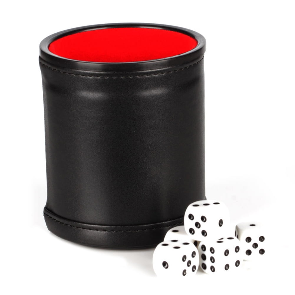 Dice Set With Dice Cup 5 Dices Red Velvet Dice Cup with Dices for Table Games