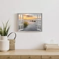 thumbnail image 2 of Open Window Canvas Wall Art: Sunset Coastal Beach Scenery Fake Window View Picture Blue Ocean Waves Seascape Painting Nautical Sailboats Prints Modern Natural Sea Landscape Artwork for Bedroom, 2 of 6