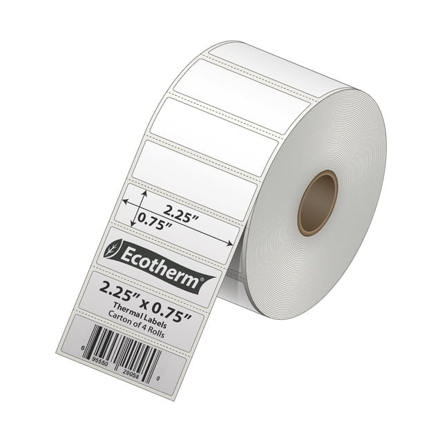 Etiquetas térmicas Ecotherm 7120 de 2,25 x 0,75 pulgadas, 4 rollos