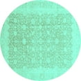 thumbnail image 1 of Ahgly Company Machine Washable Indoor Round Abstract Turquoise Blue Modern Area Rugs, 8' Round, 1 of 4