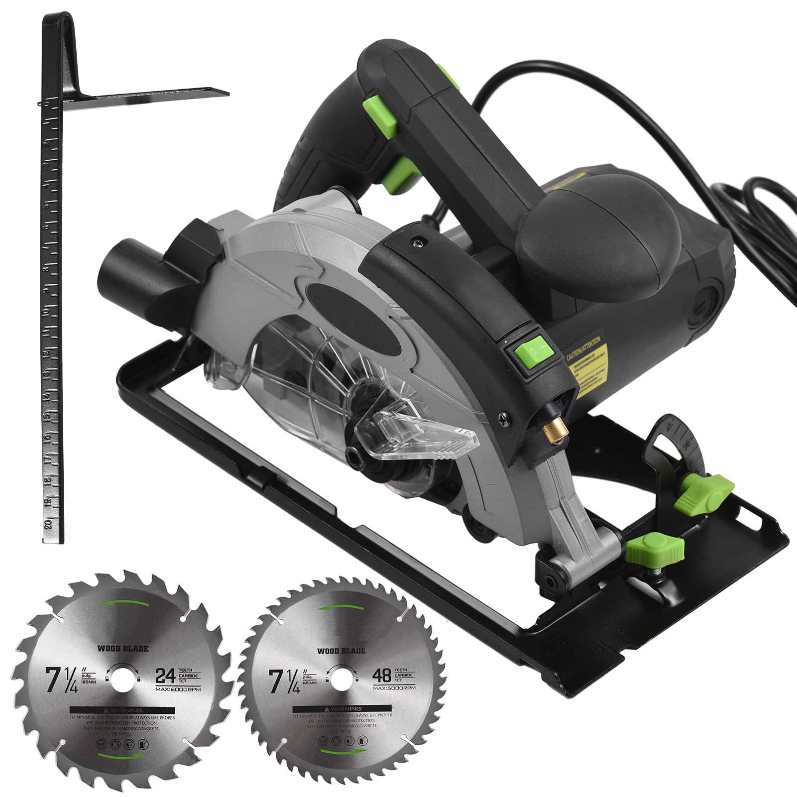 Dcenta Circular Saw, 5500RPM Corded Power Circular Saw with 7-1/4'' Saw  Blade and Guide, for Cutting Wood Metal and Plastic