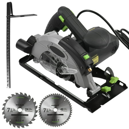 

Andoer 12A 5500RPM Corded Circular Saw with 7-14 Circular and Guide Max Cutting Depth 2.45 (90°) 1.81 (45°) for Wood and Log Cutting