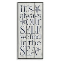 Stupell Industries Find Self In Sea Phrase Inspirational Painting Black Framed Art Print Wall Art, 10 x 24