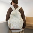 thumbnail image 5 of Polka Dots School Backpack, Cute Star Decoration Backpack with Adjustable Side Pockets, Lightweight School Bookbag with Pendant for Travel College, White, 5 of 10