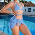 thumbnail image 2 of Sngxgn Bikini Set for Women Two Piece Swimsuit V Neck Top Wide Straps Mid Rise(Blue,M), 2 of 9