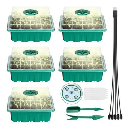 

EDFRWWS 5pcs Seed Starter Trays with Grow Light Garden Plant Seedling Bo (Green)