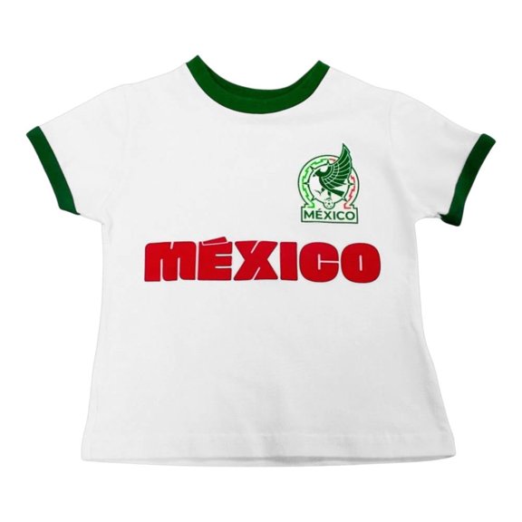 Playera FIFA para Niño Cuello Redondo Estampado México Blanco Talla 1