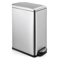 TLSUNNY 13.2 Gal Stainless Steel Trash Can, with Soft-Close Lid, Inner Bucket, Foot Pedal Trash Can, for Kitchen, Bathroom, Living Room