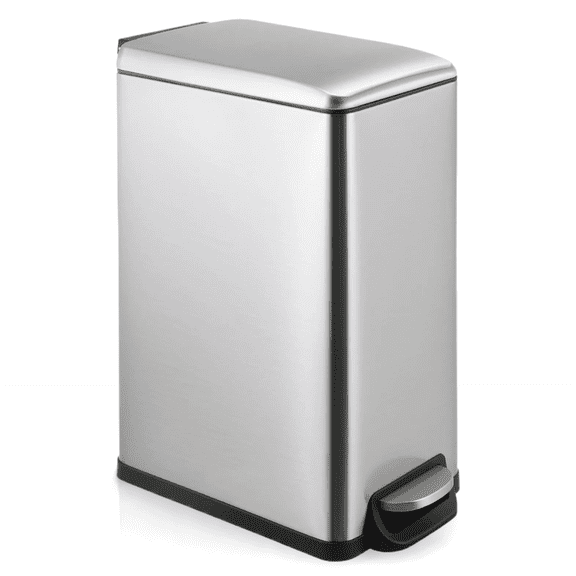 TLSUNNY 13.2 Gal Stainless Steel Trash Can, with Soft-Close Lid, Inner Bucket, Foot Pedal Trash Can, for Kitchen, Bathroom, Living Room
