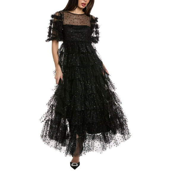 RED Valentino womens Midi Dress, 40, Black
