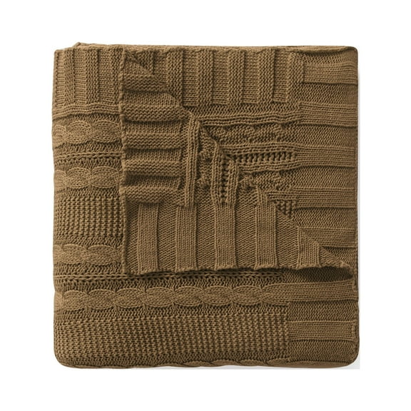 VCNY Home Dublin Taupe Cable Knit Cotton Throw, 50" x 70"