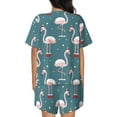 thumbnail image 3 of Naloa Flamingo Women's Short-Sleeved Pajama Set, Loungewear, Summer pajamas, Breathable Cozy - XX-Large, 3 of 9