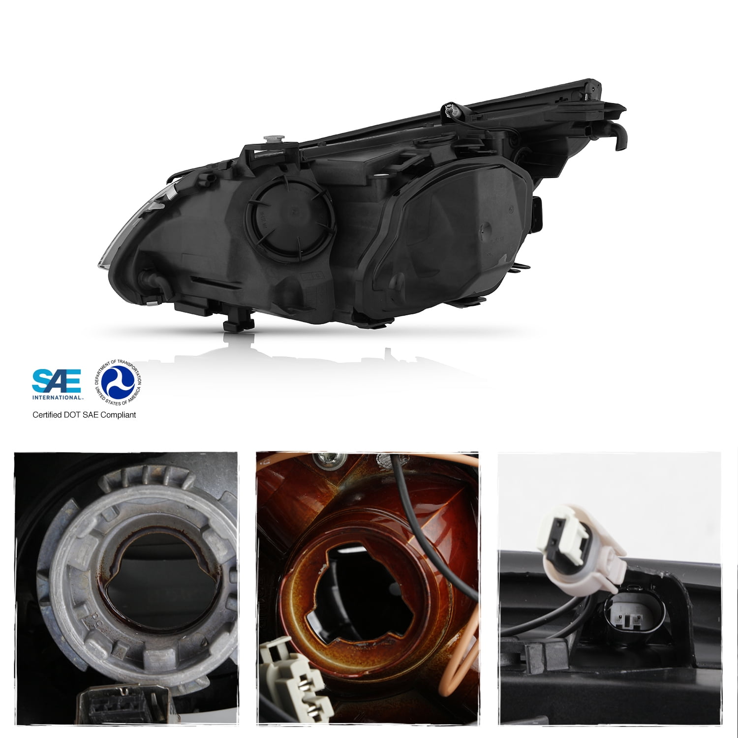 AKKON - Fit 2008-2010 BMW E60 E61 5-Series HID Models OE LED Rim Projector Headlights w/AFS - Right Passenger Side