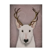 Trademark Fine Art 'Bull Terrier and Antlers' Canvas Art by Fab Funky