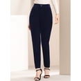 thumbnail image 4 of Pantalón de terciopelo de pierna ancha Allegra K Elástica con bolsillos y cintura alta Azul L, 4 of 6