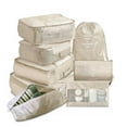 thumbnail image 1 of Sonducket 8 unids/set bolsa de almacenamiento de equipaje de gran capacidad embalaje ropa zapatos organizador cosméticos bolsa de viaje al aire libre para Envolturas para manijas de equipaje Beige Sonducket AP012006-05, 1 of 6