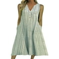 thumbnail image 1 of Robes Décontractées à Carreaux pour Femmes Été Col en V Boutonnée Ample Robe Midi Robes d'Été avec Poches Violet G, 1 of 7