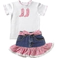 thumbnail image 5 of Sagefinds Fashionable Girl 2 Piece Denim Skirt and Tee Sets for Stylish Outfit Pink - Size 6 Us, 5 of 5