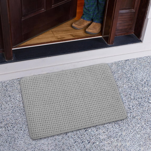 FOMIYES Grey Non-Slip Bath Mat, Chenille Material, Quick Drying and Decorative for Home
