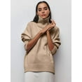 thumbnail image 5 of Women'S High Neck Sweaters Loose Fit Fall Winter Pullover Jumper Tops Shallow Khaki M, 5 of 6